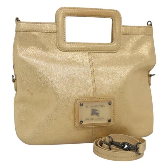 BURBERRY Blue Label Hand Bag Leather 2way Gold - Picture 1 of 15